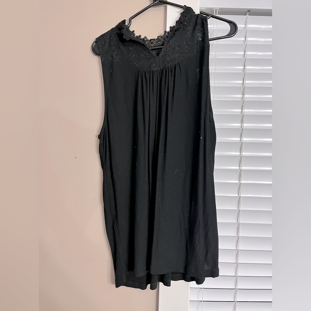 Black high neck crochet detail top only worn once size XL